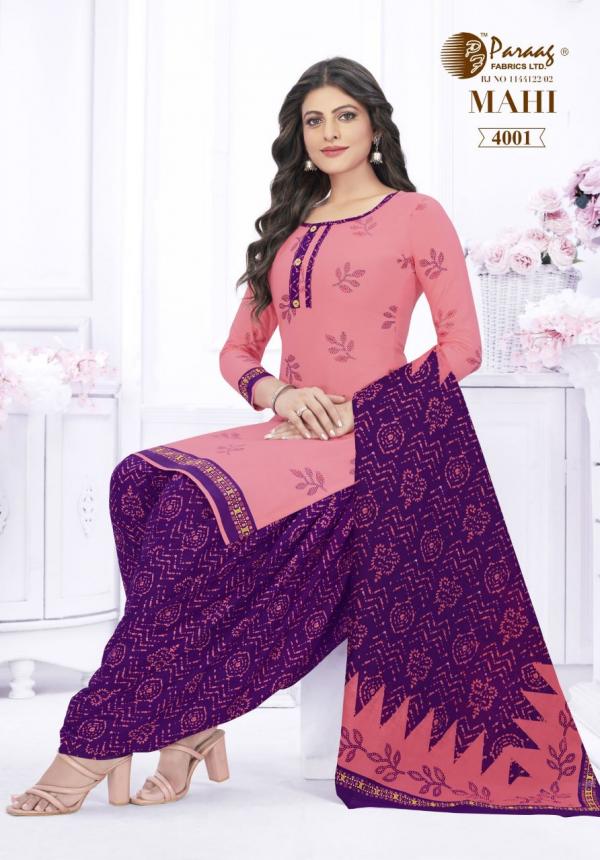 Paraag Mahi Vol-4 Cotton Designer Patiyala Dress Material